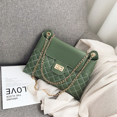 

Summer womens handbags 2019 new fashion Joker chain shoulder bag retro foreign style Lingge Messenger bag