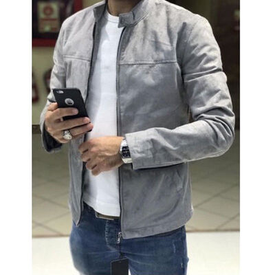 

SUNSIOM Mens Bomber Jacket Premium Suede Biker Coat Resistant Padded Zip Up Flight Tops