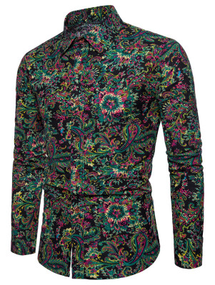 

Vintage Floral Printed Long Sleeve Casual Shirt