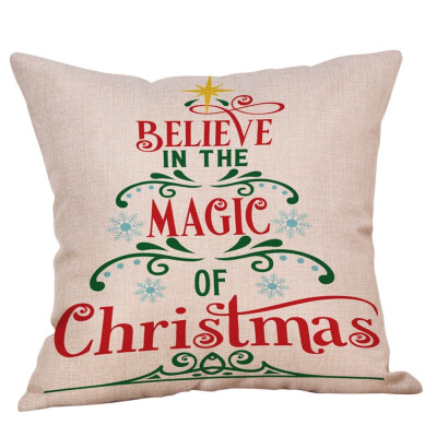 

Siaonvr Merry Christmas Pillow Cases Cotton Linen Sofa Cushion Cover Home Decor