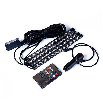 

Auto Internal RGB 12 LED Strip Light Kit Music Control Colorful Car Decoration Lightstrip