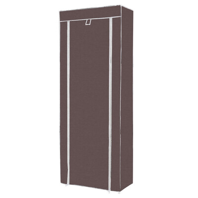 

10 Tier Space Saving Shoe Tower Rack with Fabric Cover-Brown