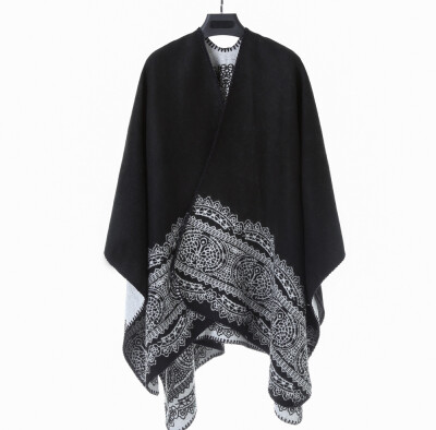 

Cross-border platform autumn&winter hot new European&American style fashion printed lace flowers imitation cashmere warm scarf