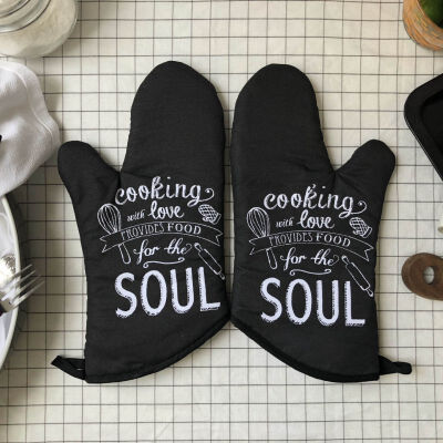 

2pcs Cotton Oven Glove Heatproof Mitten Kitchen Cooking Microwave Oven Mitt