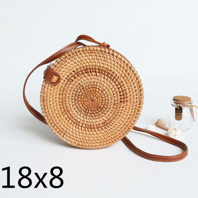 

Bali Island Hand Woven Bag Round Bag buckle Rattan Straw Bags Satchel Wind Bohemia Beach Circle Bag