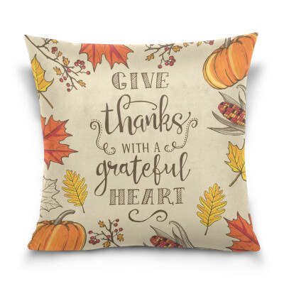 

ALAZA Thanksgiving Throw Pillow Cover 16 X 16 inch Cushion Cover with Hand Drawn Thanksgiving Printed Pillowcase