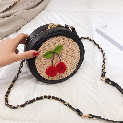 

Tailored Women Cherry Weave Leather Patchwork Chain Bag Crossbody Bag Shoulder Bags