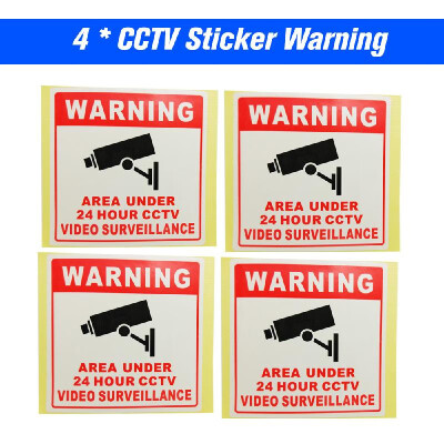 

NEW 4pcslot Safurance Waterproof Sunscreen PVC Home CCTV Video Surveillance Security Camera Alarm Sticker 24 Hour Monitor Warning