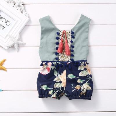 

Summer Sleeveless Romper Baby Girls Floral Bodysuit Jumpsuit Clothes Outfits