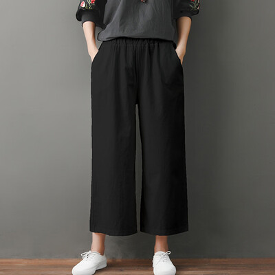 

Tailored Women Casual Solid Trousers Pants Trousers Ladies Loose Pants