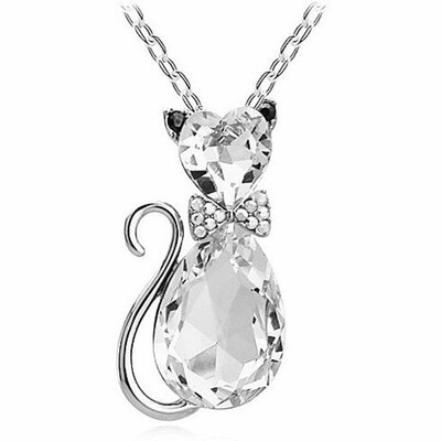 

Luxurious Wedding Bride Ladies Cat Rhinestone Charms Pendant Necklace