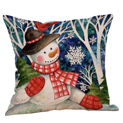 

〖Follure〗Christmas Christmas Snowman Cushion Cover Throw Pillow Case Sofa Bed Home Decor