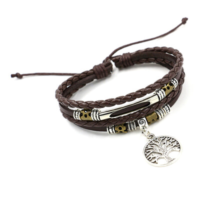 

Men Women Infinity Love Tree of Life Friendship Leather Charm bangle Bracelet
