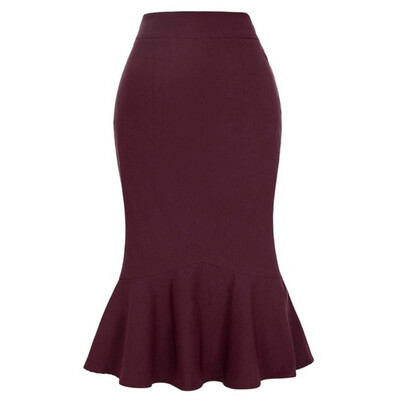 

Summer Women Ladies Slim Sexy Skirt Solid Color Bodycon Fishtail A-line Skirt