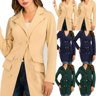 

UK Women Button Lapel Blazer Slim Casual Work Jacket Outwear Suit Coat Top -2XL