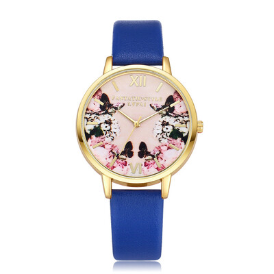 

High Quality Women Watches Colorful Pattern Dial Ladies Quartz Wristwatch Simple Leather Strap Clock Casual Relogio Feminino