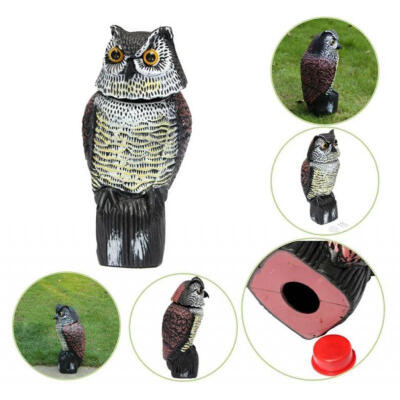 

Large Realistic Owl Decoy Rotating Head Weed Pest Control Crow Scarecrow