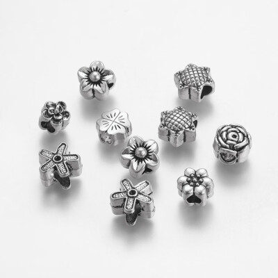 

Tibetan Style Alloy European Beads Large Hole Beads Mixed Flower Antique Silver 1013x10125x810mm Hole 455mm