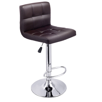 

1 PC Bar Stool Swivel Adjustable PU Leather Barstools Bistro Pub Chair-Brown