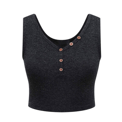 

Starmoon Women Summer Thread V Neck Sleeveless Lady Button Sport Vest Short Blouse Tops