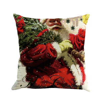 

Tailored 1PC Happy Christmas Pillow Cases Linen Sofa Cushion Cover Home Decor Pillow Case