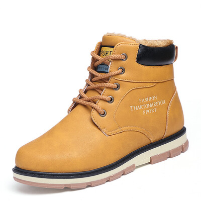 

Mens boots large size Martin boots mens plus velvet warm cotton shoes in the tube short boots fashion non-slip tooling boots