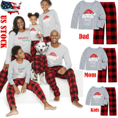 

Family Matching Christmas Pajamas Set Adult Women Kids Sleepwear Nightwear Plaid