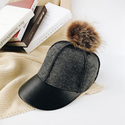 

Hat female autumn&winter hair duck tongue cap 100 British hat Korean version of the new big hair ball baseball equestrian cap