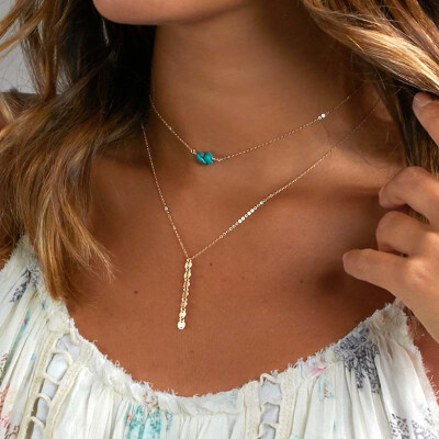 

European&American foreign trade new cross-border new turquoise exquisite handmade piece multi-layer necklace necklace