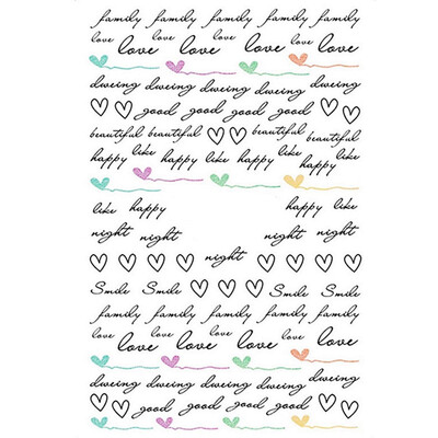

Greensen Simple Letters Heart Patterns Decoration Decals Ultra Thin Adhesive Nail Art Stickers XF3102