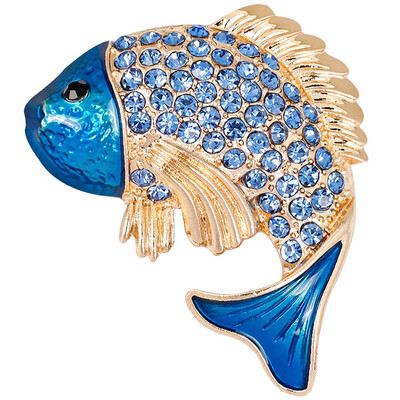 

Fashion Women Simple Alloy With Crystal Carp Brooch For Girls Womens Gifts