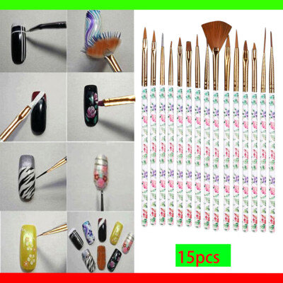 

Toponeto 15PCsSet Nail Art Pen Brush Painting Hook Line pen Drawing Liner Manicure Tools