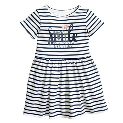 

Cute Baby Girl Dress Summer Letter Printed Short Sleeve Striped Dresses For Girls Clothes Kids Children Birthday Party