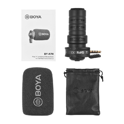 

BOYA Mini Condenser Microphone Omni-directional Mic InterviewsVideosSpeeches Recording Compatible for iOS & Android Smartphone i