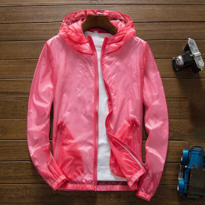 

Unisex Men Women Outdoor Transparent Zipper Hooded Waterproof Casual Jacket Tops