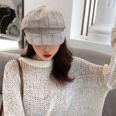 

Tailored Winter Vintage Women Winter Plaid Hat Newsboy Beret CapBerets
