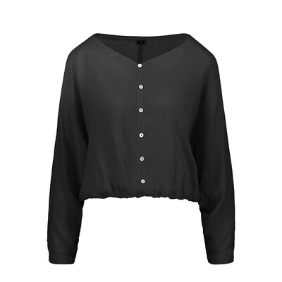 

Womens Casual V Neck Shirt Solid Office Tops Button Down Summer Party Blouse