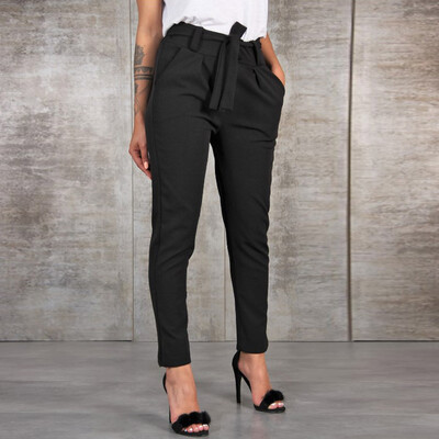 

Tailored Women High Waist Harem Pants Women Bandage Elastic Waist Stripe Casual Pants