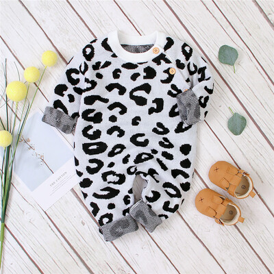 

Baby Boy Girl Leopard Knitted Romper Jumpsuit One-Pieces Warm Clothes 0-18M