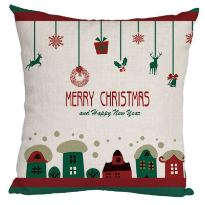 

18 X 18 Inch Christmas Pillow Cover Cotton Linen Decorative Pillowcases Holiday Sofa Cushion Cover