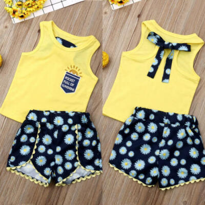 

UK Toddler Kids Baby Girl Floral Tops T-Shirt Short Pants Outfits Clothes Summer