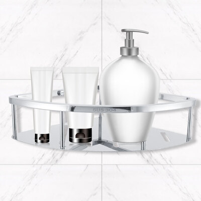 

Greensen Stainless Steel Wall Mounted Corner Shelf Holder Organizer Basket Bathroom Kitchen Decor
