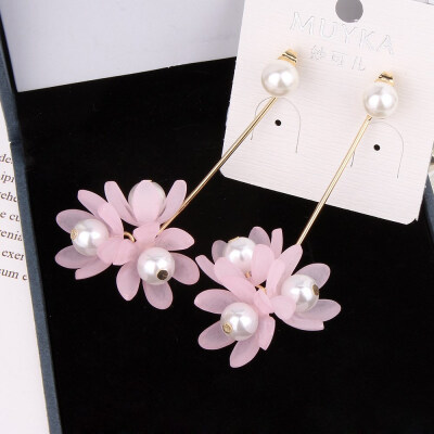 

EK414 Korean Style Personality Crystal Acrylic Flowers Drop Earrings For Women Geometric Dangle Earring Lover Sweet Cute Gift