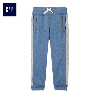 

GAP flagship store female youth shining splicing elastic waist beam mouth sweatpants 398408 navy blue 18-24M