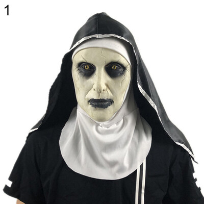 

Halloween Scary Spooky Latex Women Ghost Nun Mouth Mask Costume Party Prank Prop