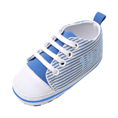 

Toddler Infant Baby Canvas Striped Crib Shoes Soft Sole Anti-slip Single Shoes