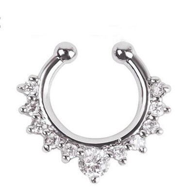

Fashion Crystal Ear Clip Hoop Nose Ring For Women Shiny Body Clip Vintage Fake Piercing Septum Clicker Punk Jewelry Wholesale