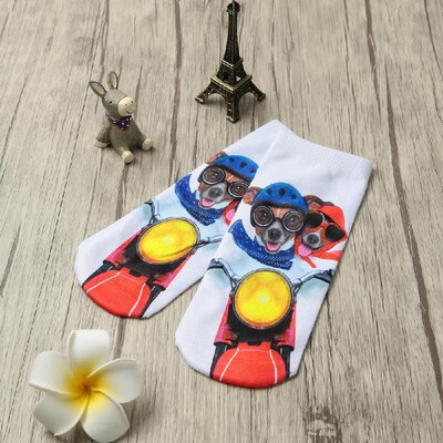 

New Fashion Women Socks Cute Dog Print Low Cut Breathable Stretchy Casual Ankle Socks