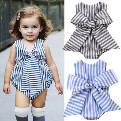 

Stylish Newborn Kids Baby Girl Sleeveless Striped Romper Jumpsuit Clothes Outfit