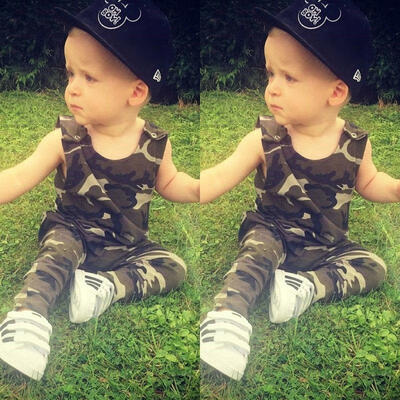 

Newborn Toddler Baby Boys Girls Clothes Camouflage Romper Bodysuit Outfits 0-24M